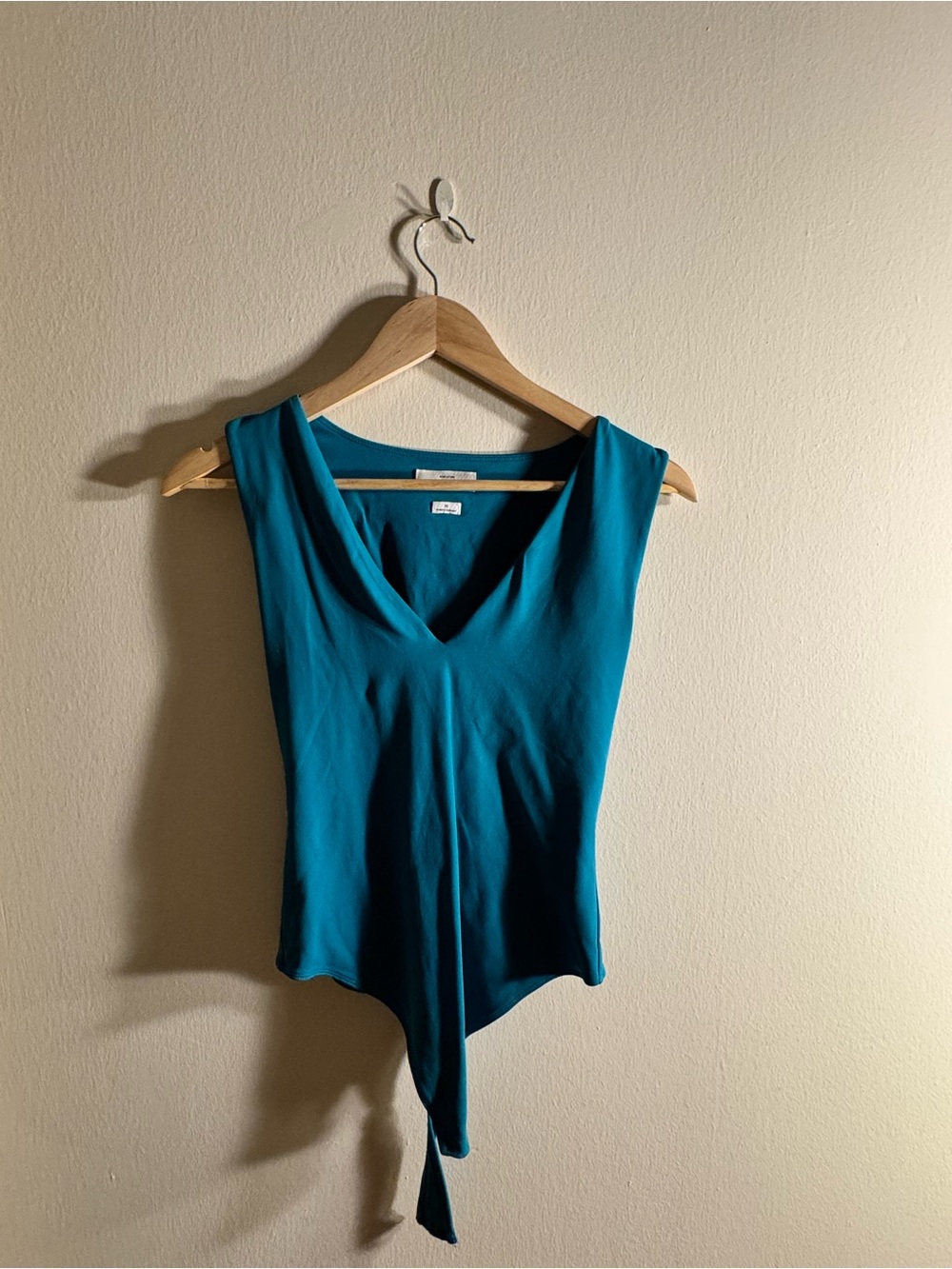 Aritzia Teal Sleeveless V-Neck Bodysuit